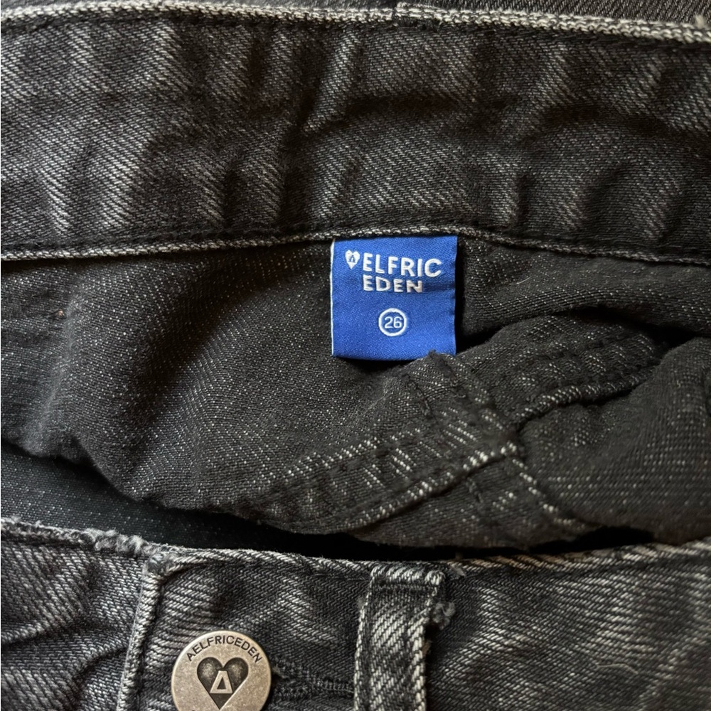 Aelfric Eden black skater high rise wide leg denim jeans size 26 2 - Picture 7 of 9